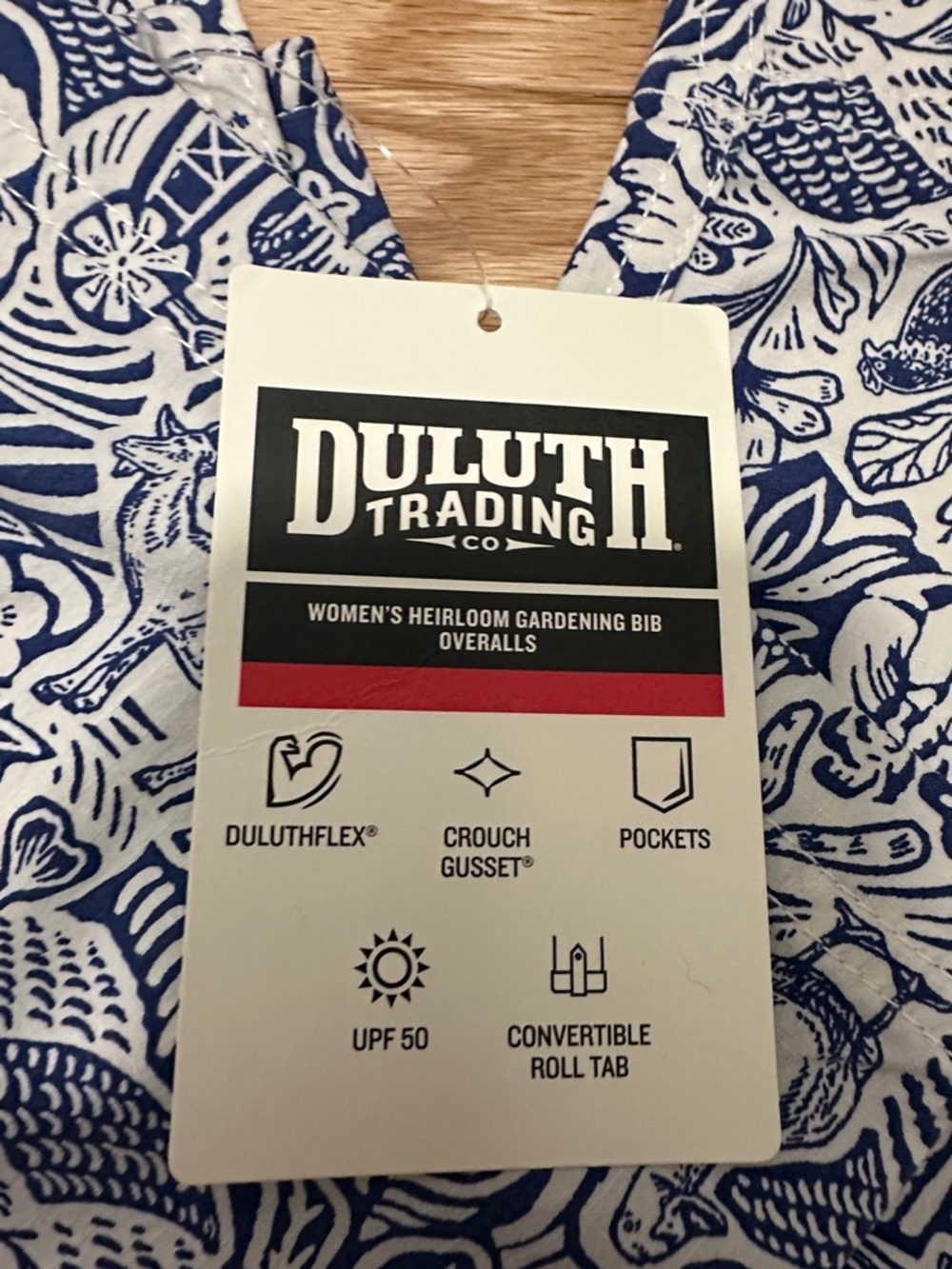 Duluth Trading Co Blue & White Floral Bib Overalls - Picture 2 of 4